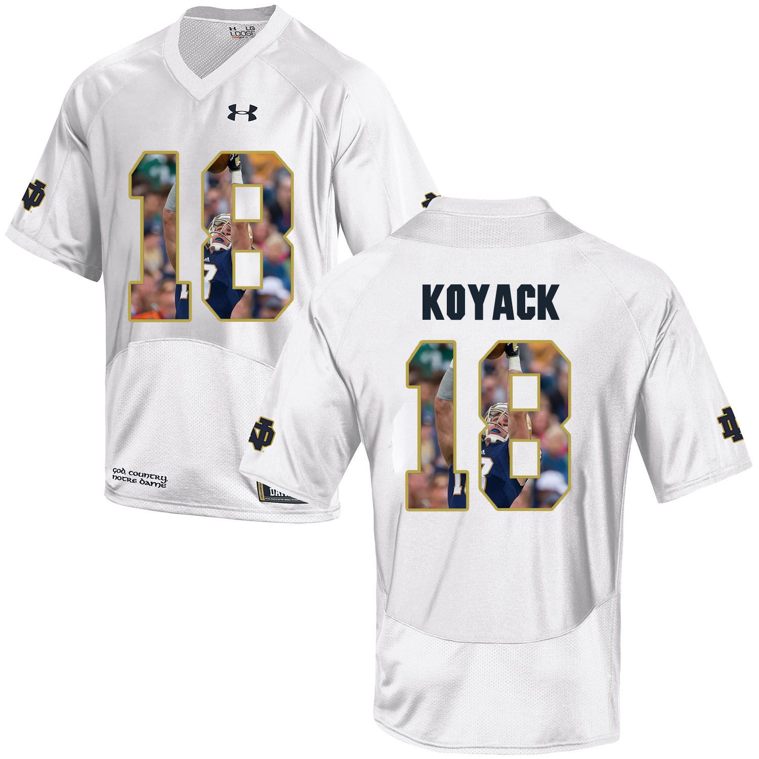 Men Norte Dame Fighting Irish 18 Koyack White Fashion Edition Customized NCAA Jerseys